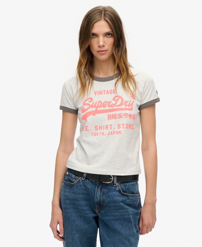 neon vintage logo t-shirt in gletsjergrijs gemêleerd