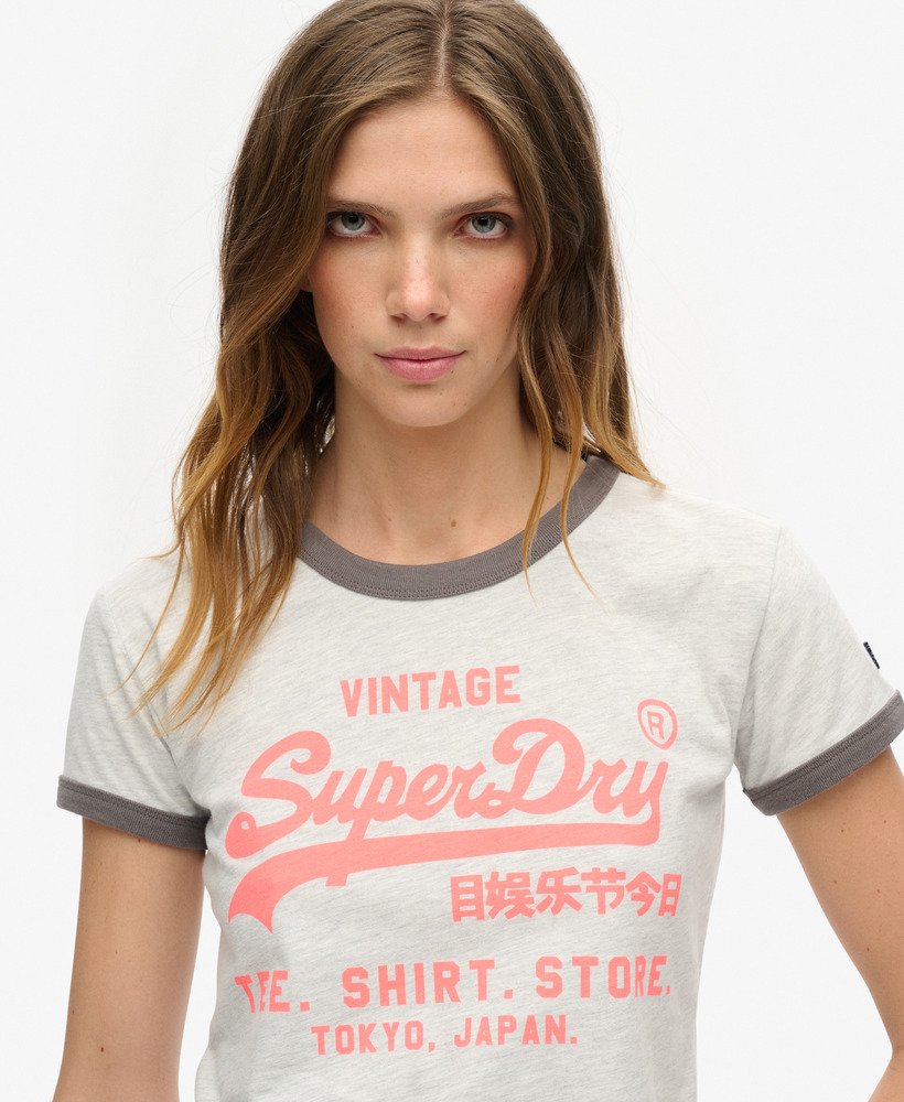 neon vintage logo t-shirt in gletsjergrijs gemêleerd