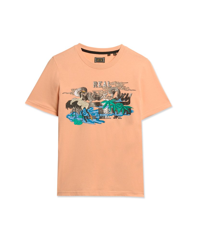 t-shirt met vintage japans logo in krijtachtig koraal.
