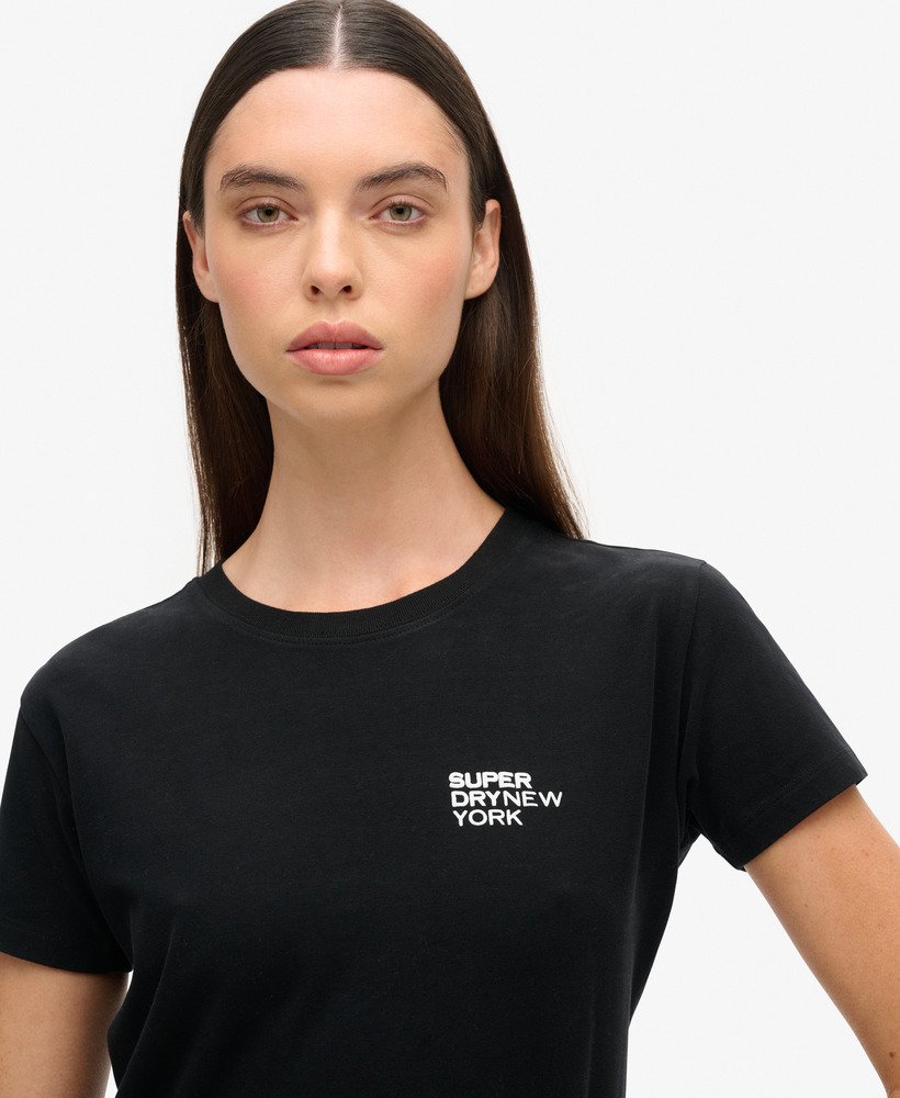 sport luxe logo fitted cropped t-shirt in black