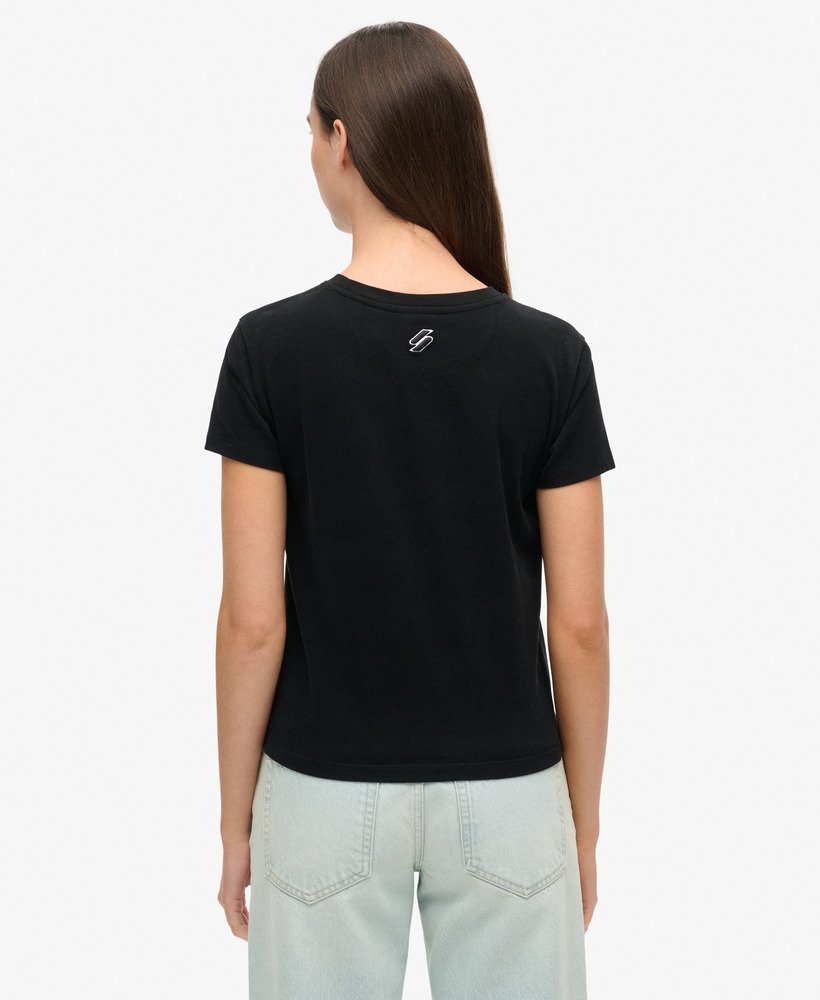 sport luxe logo fitted cropped t-shirt in black