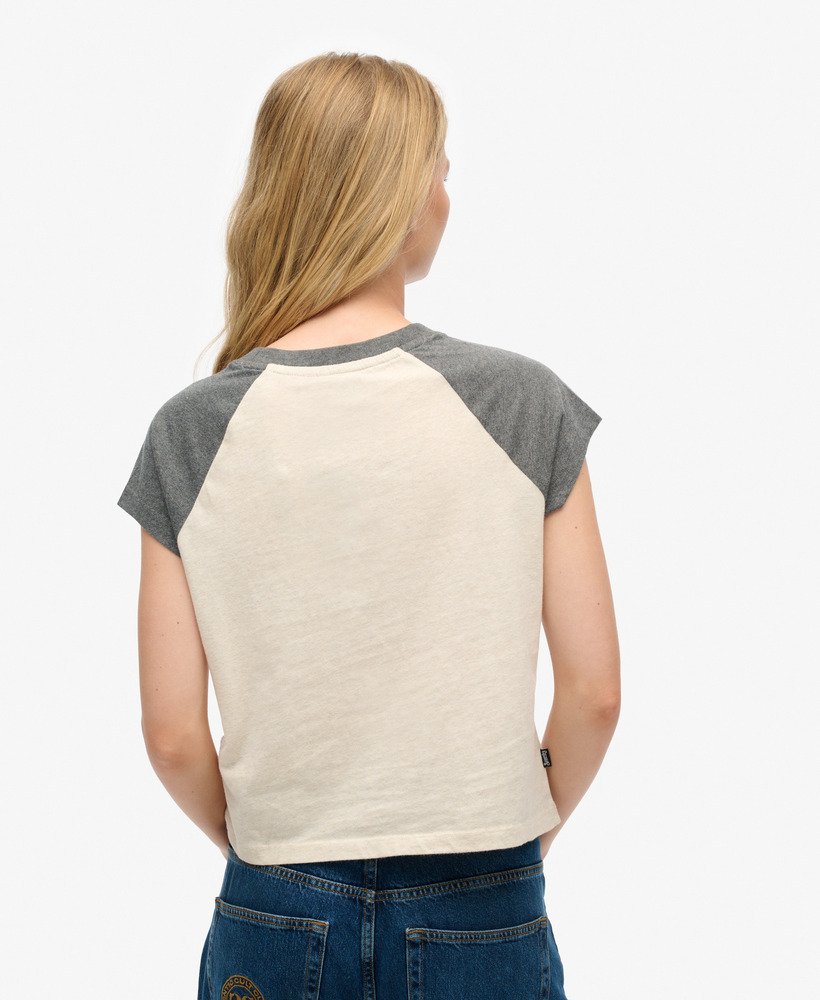 t-shirt met essential logo raglan van biologisch katoen in licht havermoutgrijsrijk antracietgrijs