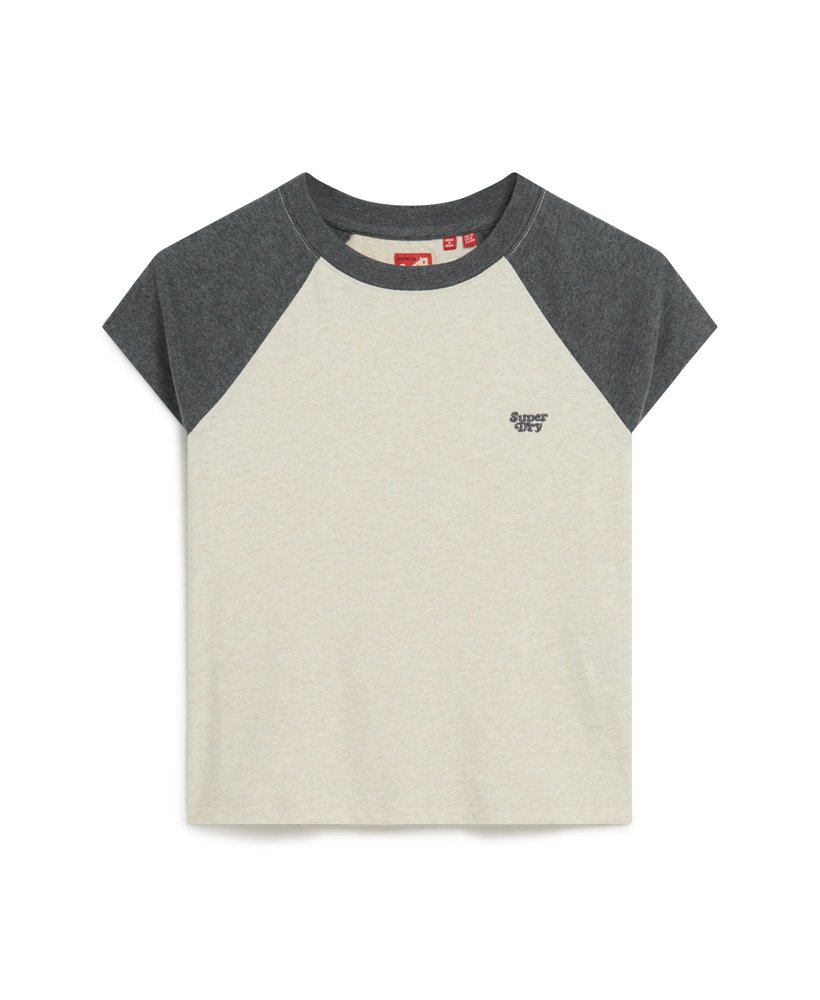 t-shirt met essential logo raglan van biologisch katoen in licht havermoutgrijsrijk antracietgrijs