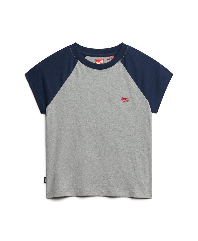 t-shirt met essential-logo van biologisch katoen in grijs gemêleerdpreppy marineblauw