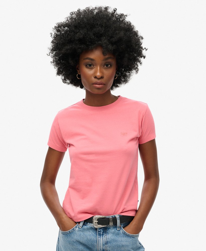 getailleerd t-shirt met essential-logo in campingroze