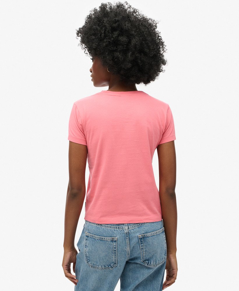 getailleerd t-shirt met essential-logo in campingroze