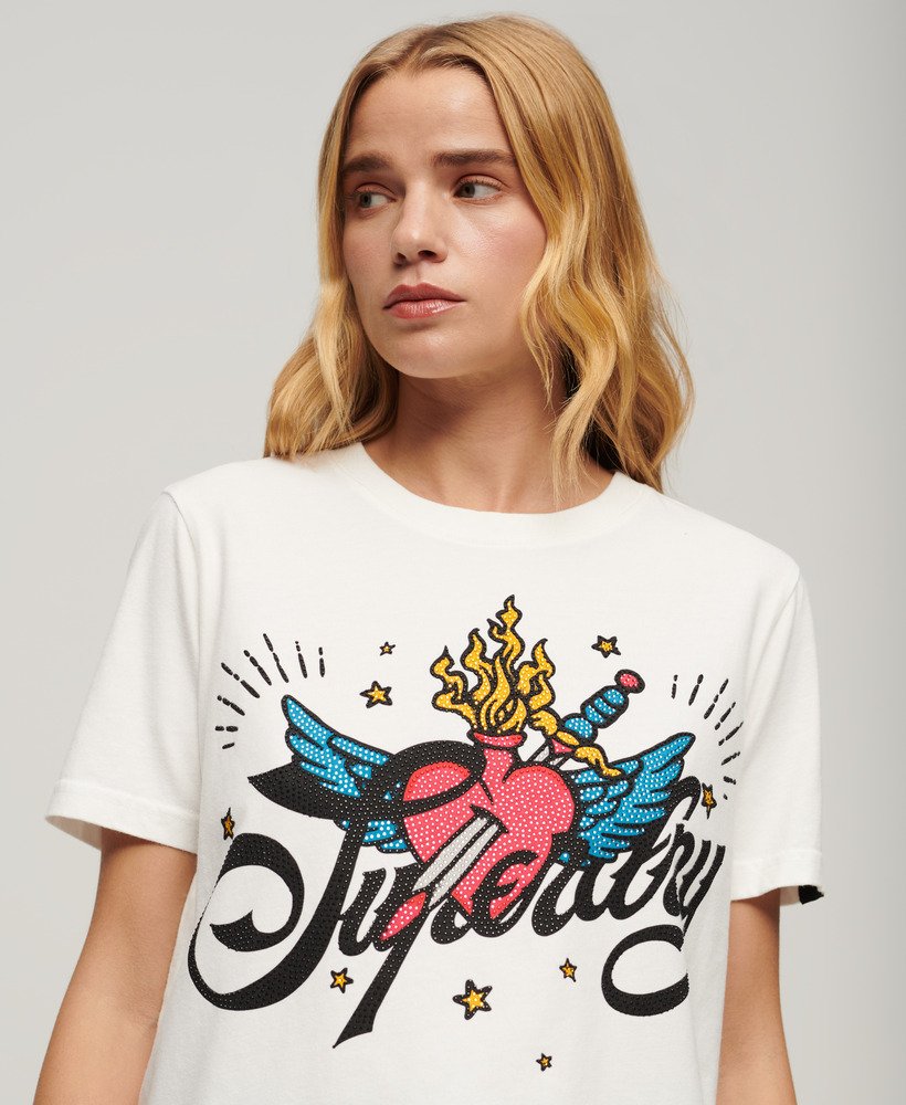 tattoo script graphic t-shirt in ecru