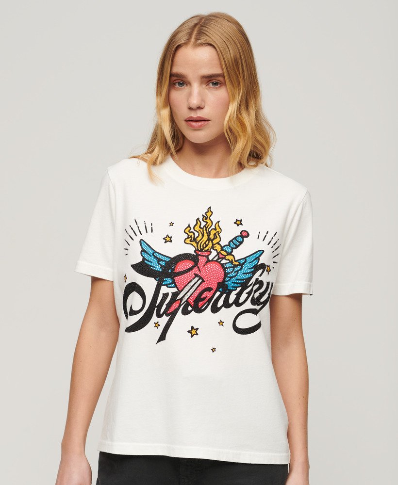 tattoo script graphic t-shirt in ecru