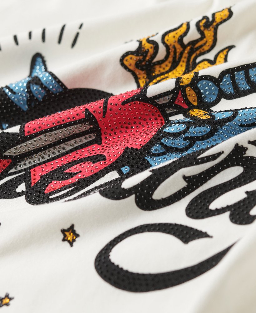 tattoo script graphic t-shirt in ecru