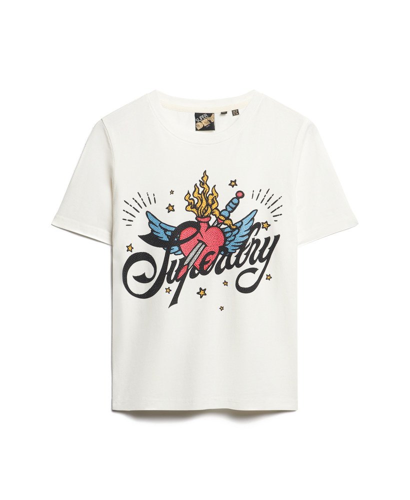 tattoo script graphic t-shirt in ecru