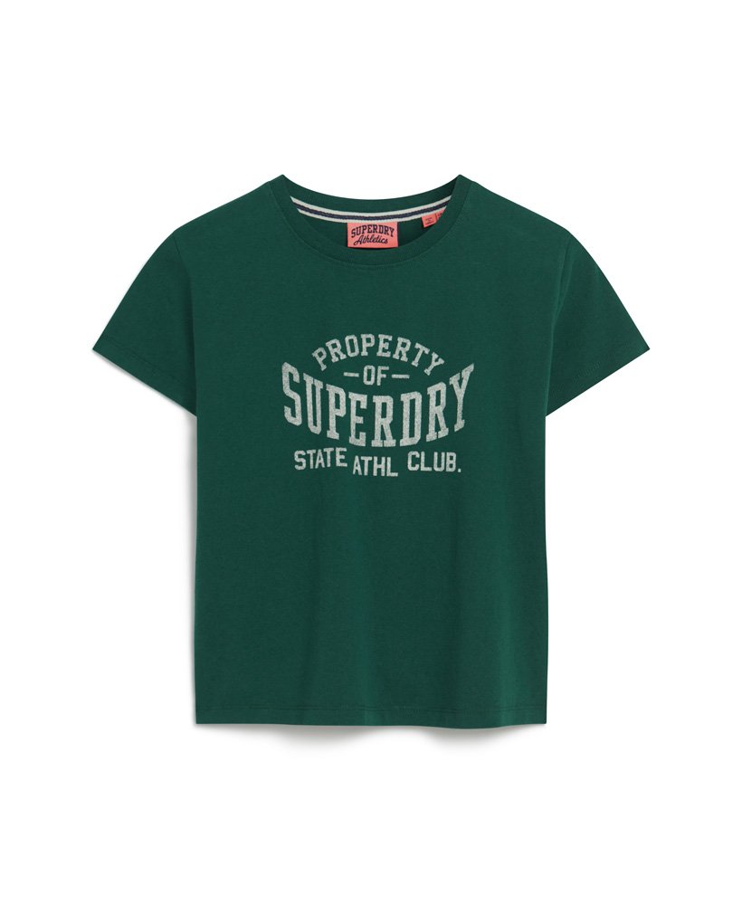 athletic essentials graphic 90s t-shirt in donker dennengroen