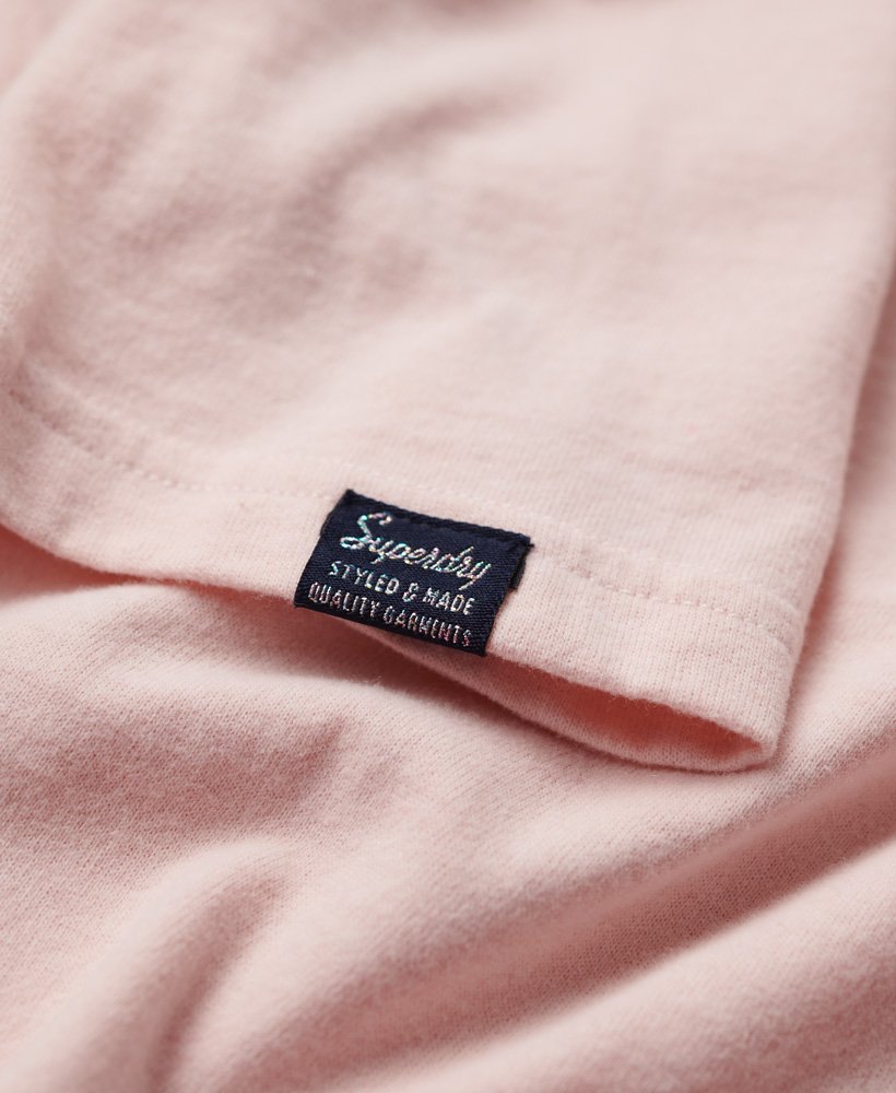 t-shirt met bloemen- en scriptlogo uit de jaren 70 in somon pink marl