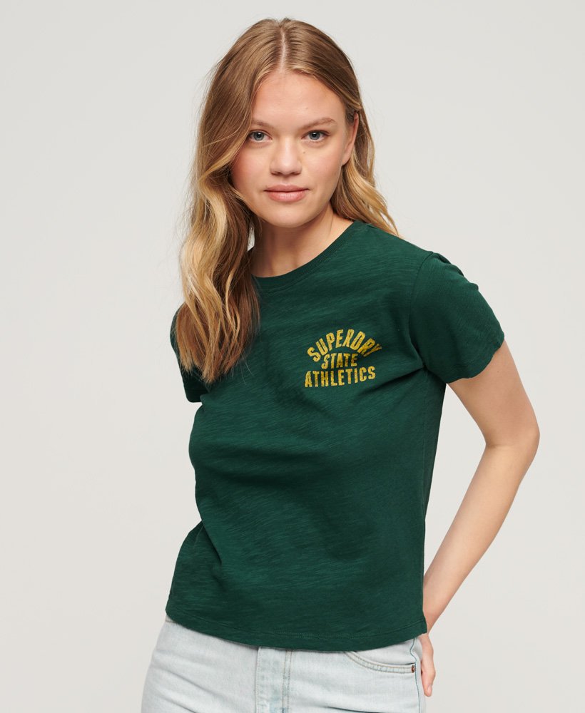 athletic essentials slub 90s t-shirt in donker dennengroen