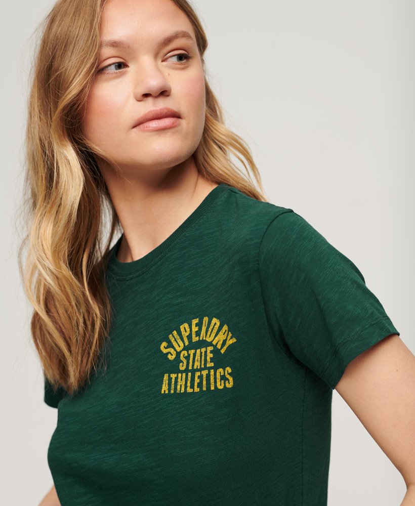 athletic essentials slub 90s t-shirt in donker dennengroen