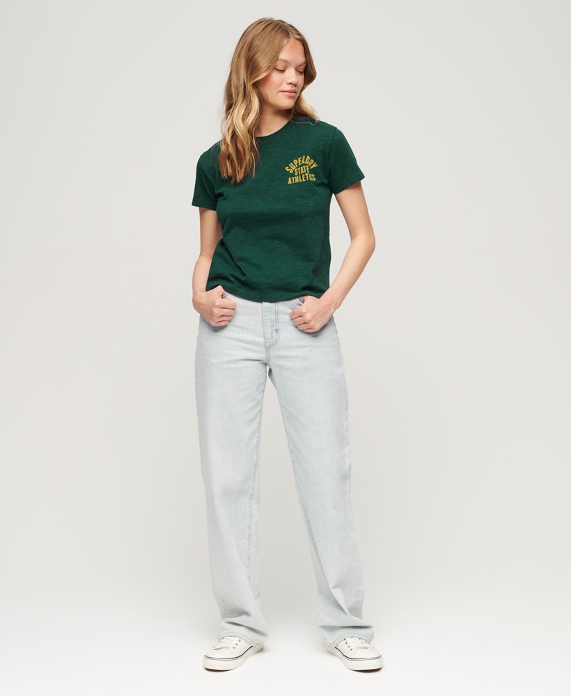 athletic essentials slub 90s t-shirt in donker dennengroen