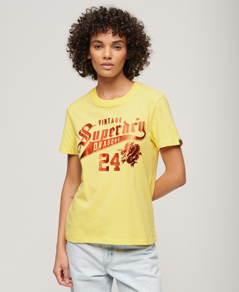 grafisch t-shirt voor chinees nieuwjaar in licht citroengeel.
