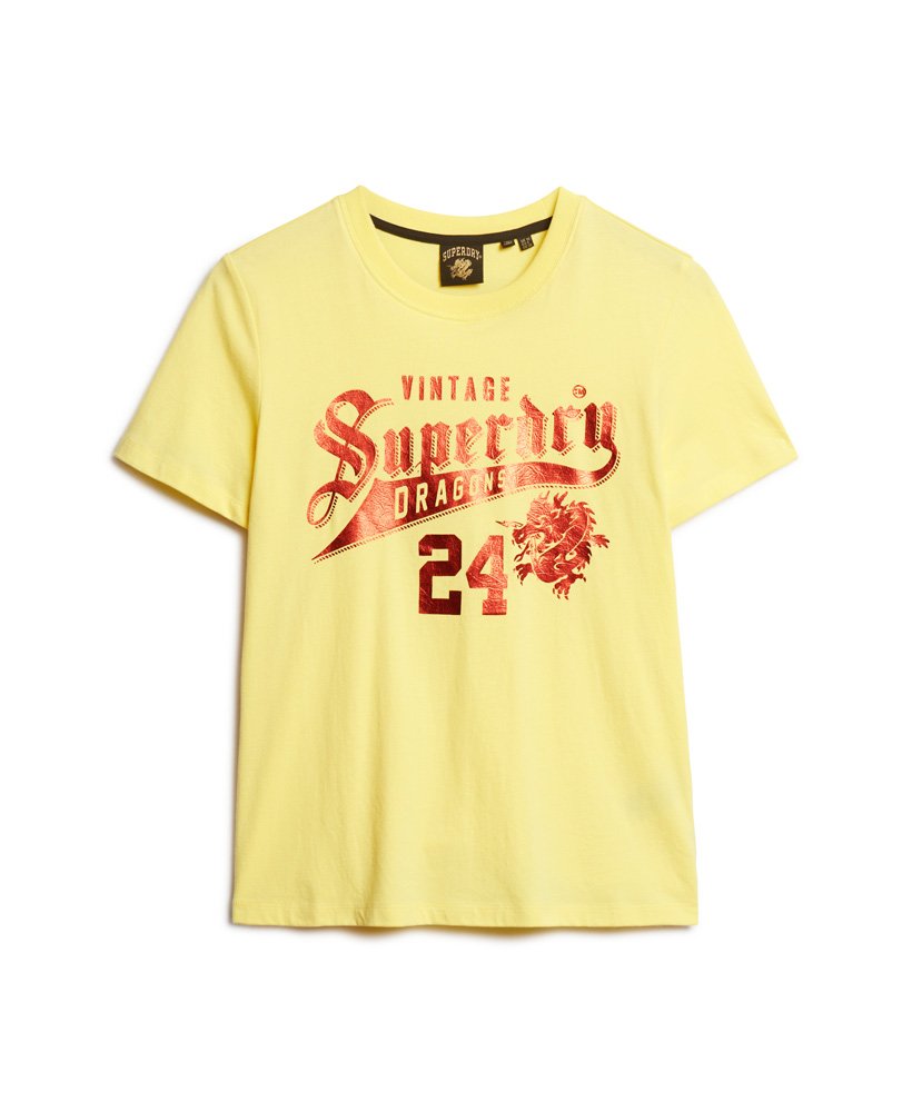 grafisch t-shirt voor chinees nieuwjaar in licht citroengeel.