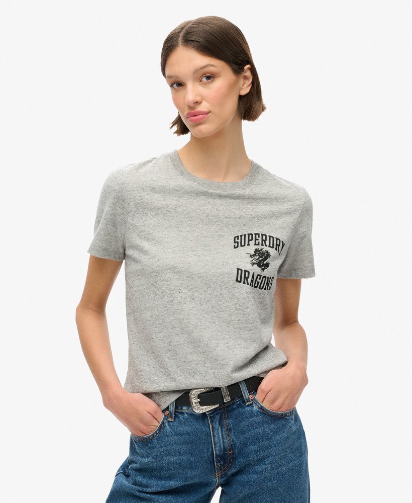 grafisch t-shirt voor chinees nieuwjaar in sportief grijs gemêleerd.