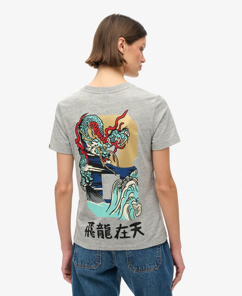 grafisch t-shirt voor chinees nieuwjaar in sportief grijs gemêleerd.