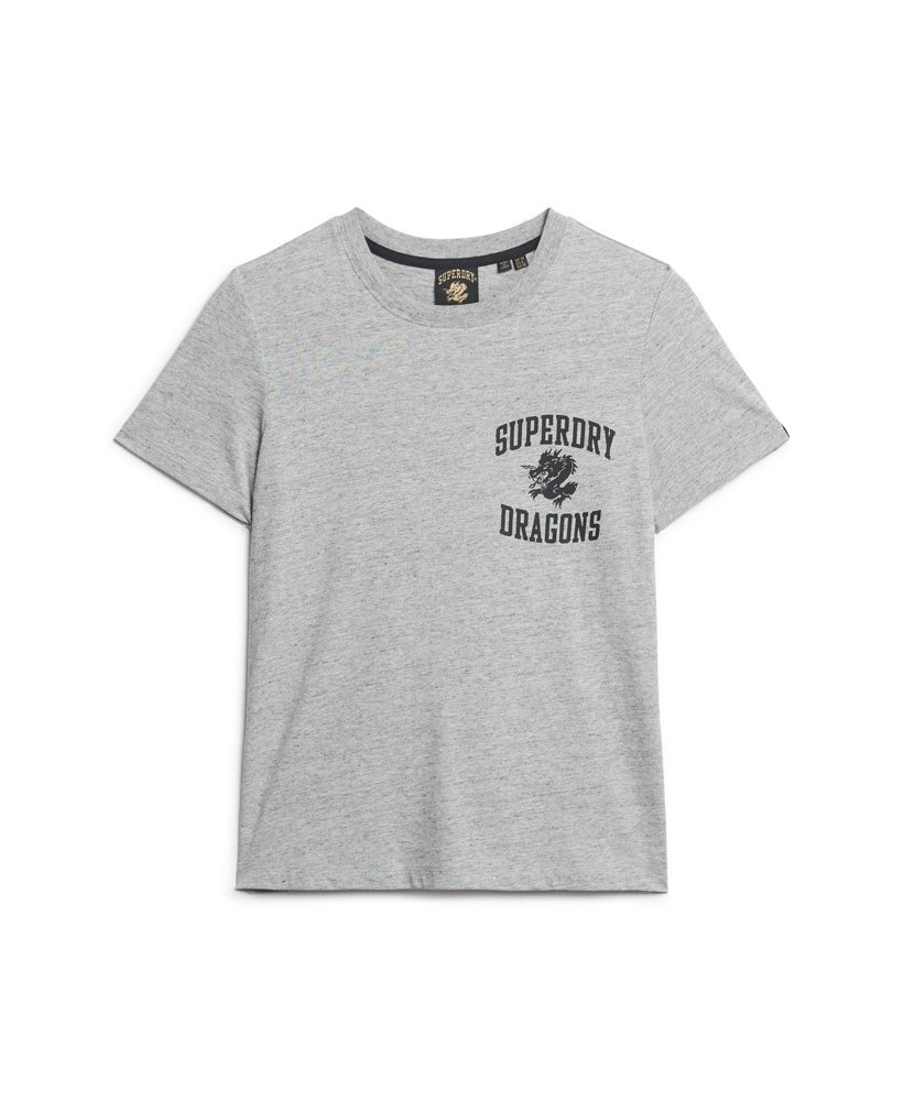 grafisch t-shirt voor chinees nieuwjaar in sportief grijs gemêleerd.