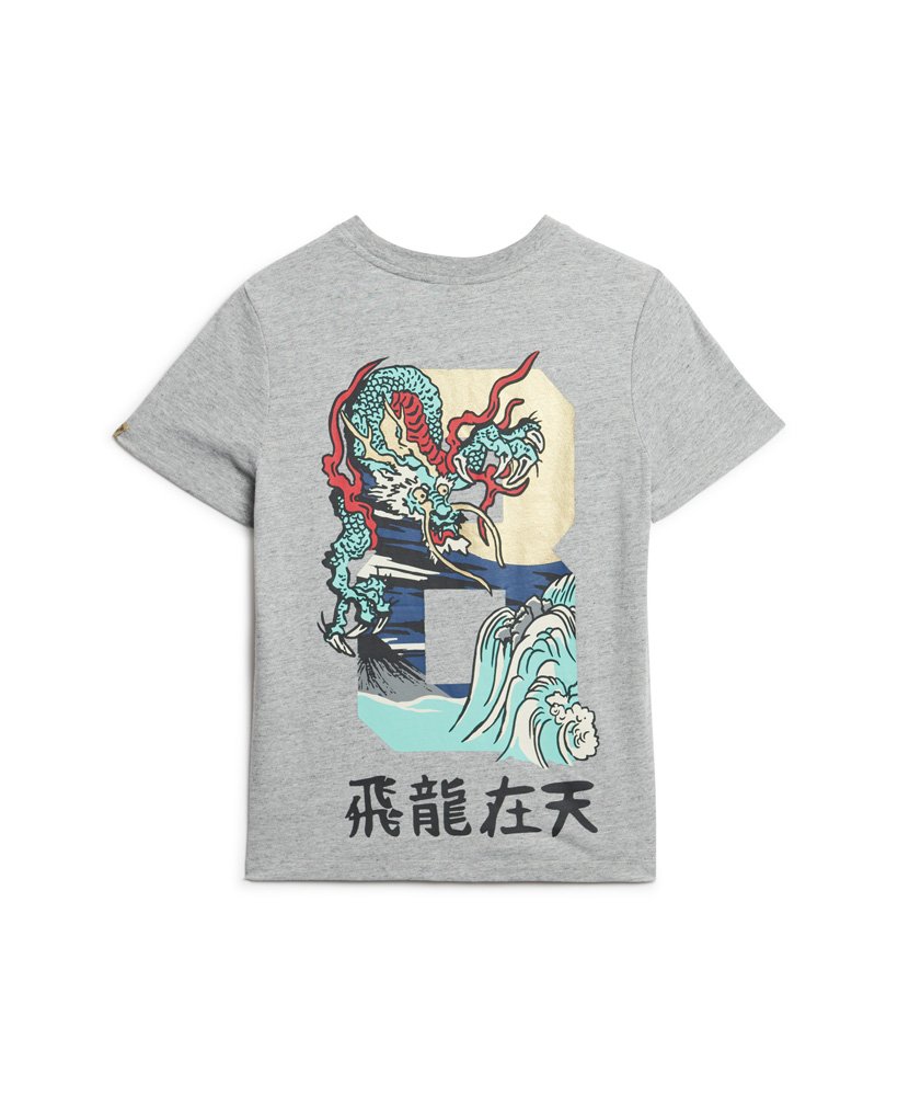 grafisch t-shirt voor chinees nieuwjaar in sportief grijs gemêleerd.
