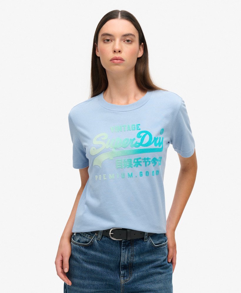 tonaal grafisch relaxed t-shirt in rodeo drive blue gemêleerd.
