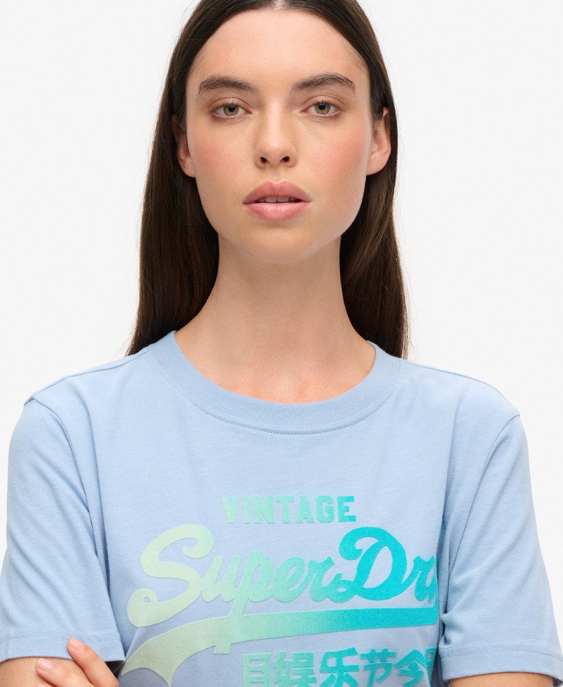 tonaal grafisch relaxed t-shirt in rodeo drive blue gemêleerd.