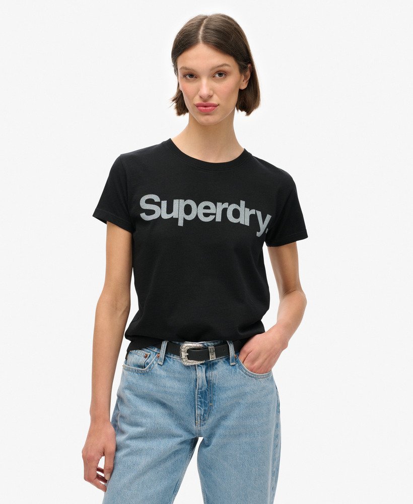 getailleerd t-shirt met core logo city-design in zwart