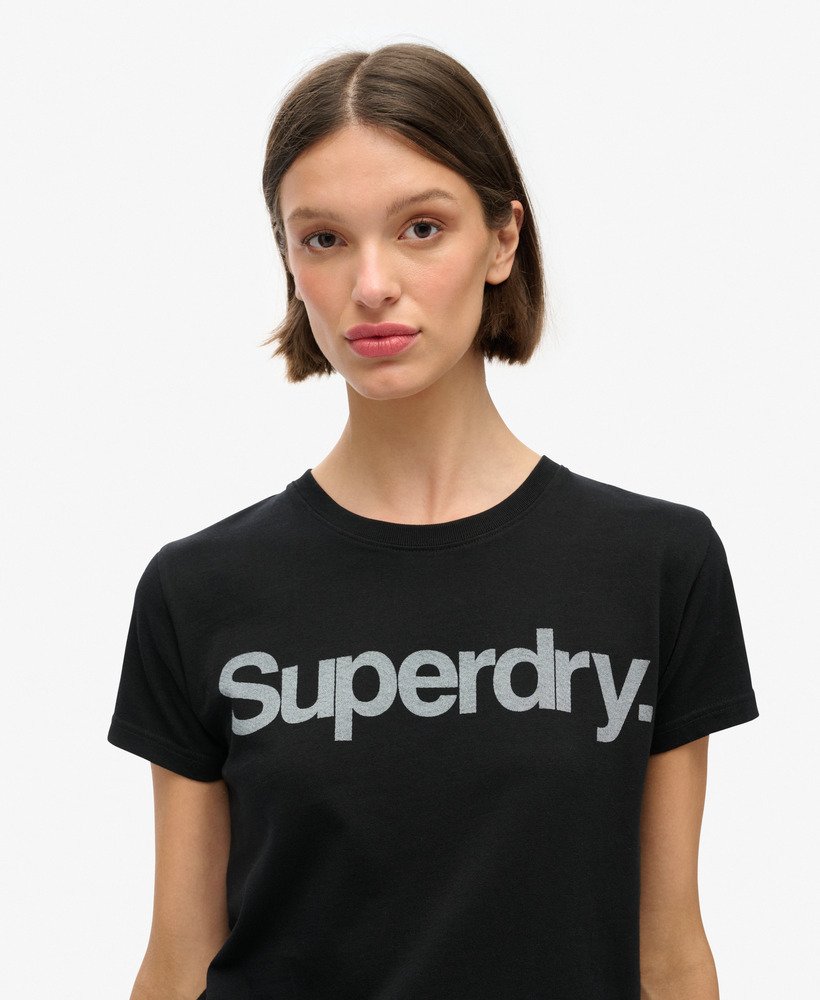 getailleerd t-shirt met core logo city-design in zwart