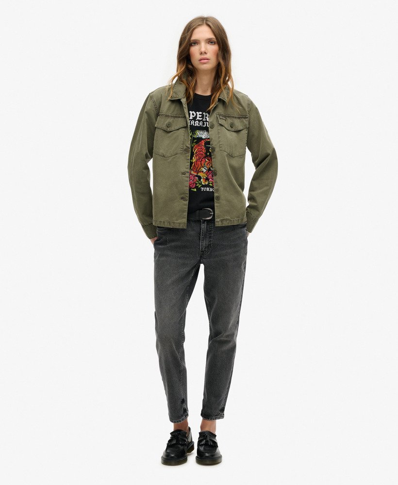 getailleerd t-shirt met tattoo- en strasssteentjesprint in zwart