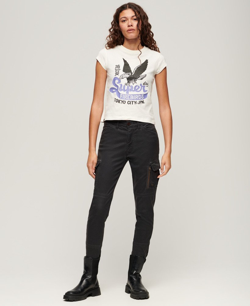 versierd poster t-shirt met korte mouwen in winterwit