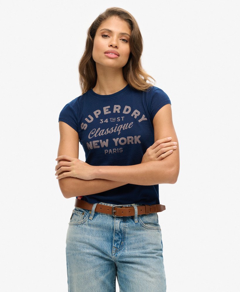 indigo workwear t-shirt met korte mouwen in diepblauwe denimwassing.
