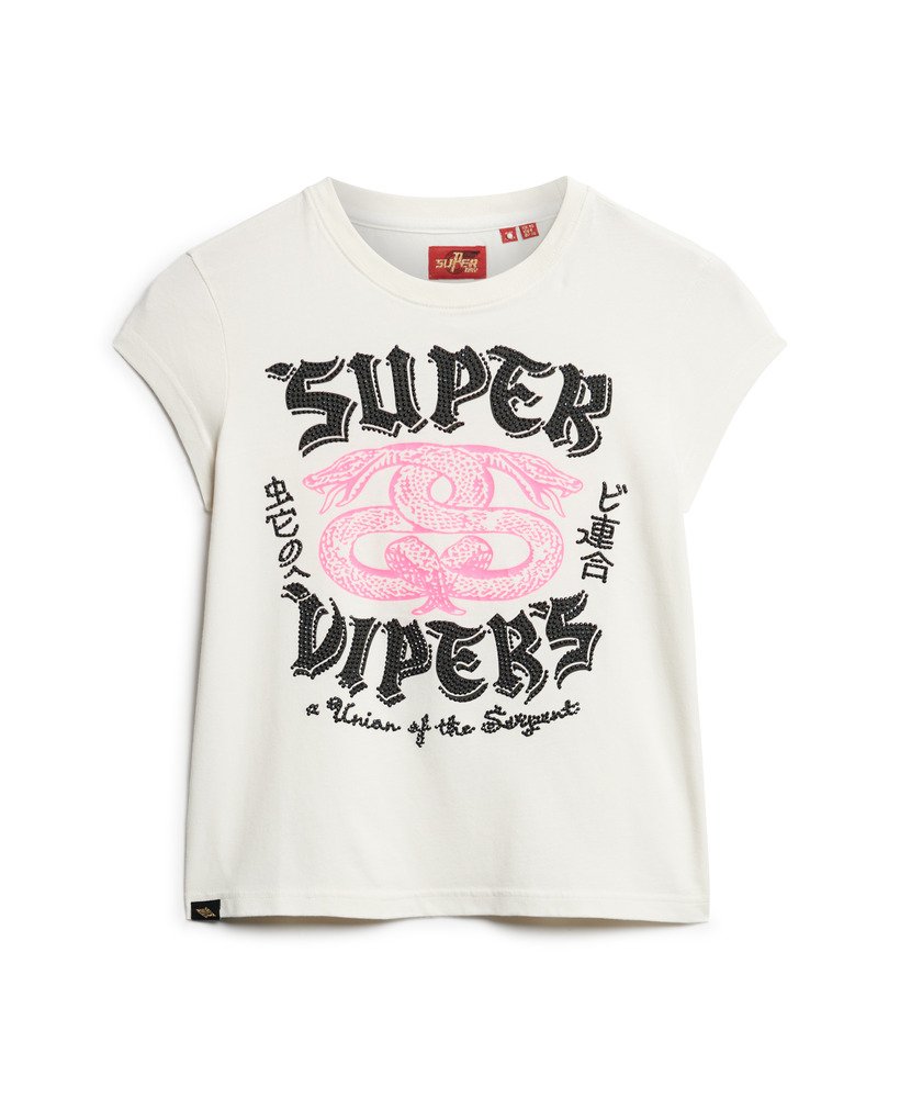 versierd poster t-shirt met korte mouwen in ecru