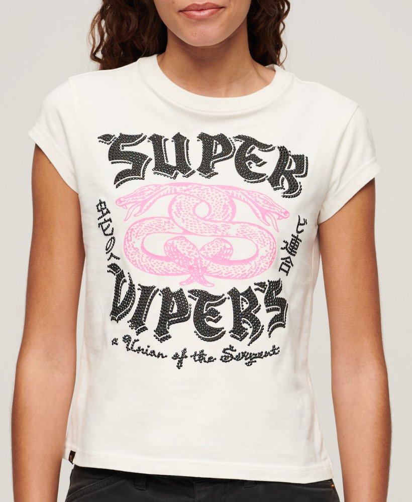versierd poster t-shirt met korte mouwen in ecru