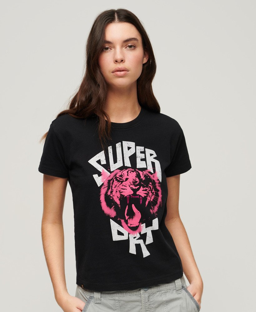 lo-fi rock graphic t-shirt in gitzwart