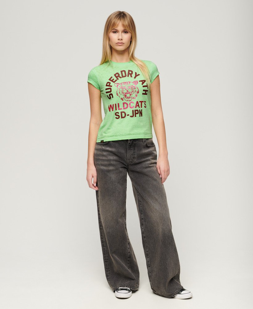 varsity burnout t-shirt in neo mint green