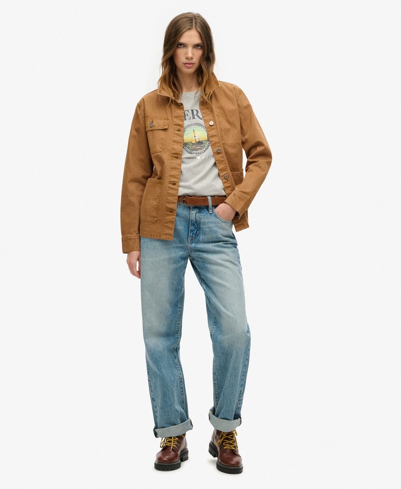 reissouvenir relaxed t-shirt in puimsteenbeige gemêleerd