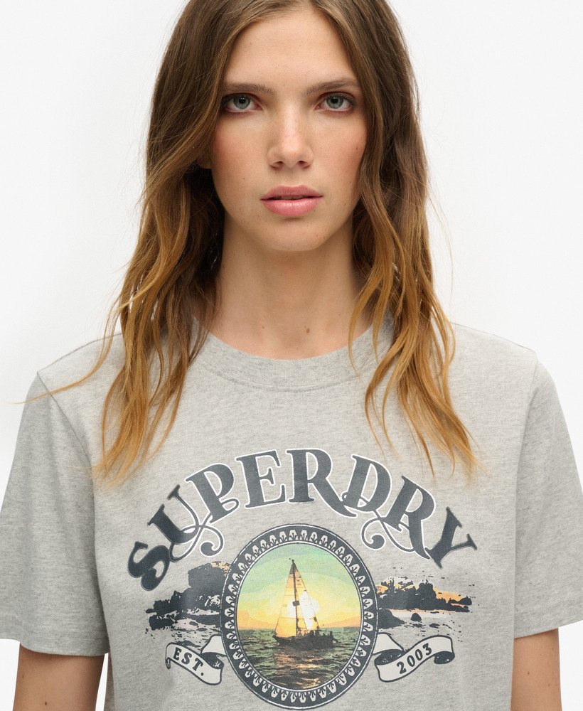 reissouvenir relaxed t-shirt in puimsteenbeige gemêleerd