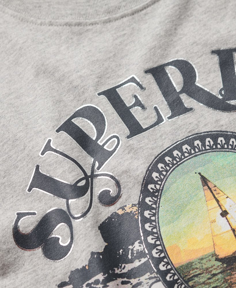reissouvenir relaxed t-shirt in puimsteenbeige gemêleerd