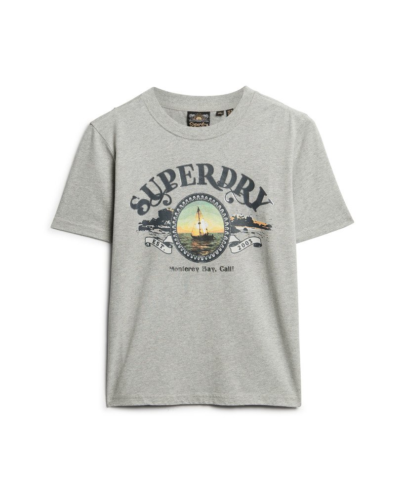 reissouvenir relaxed t-shirt in puimsteenbeige gemêleerd