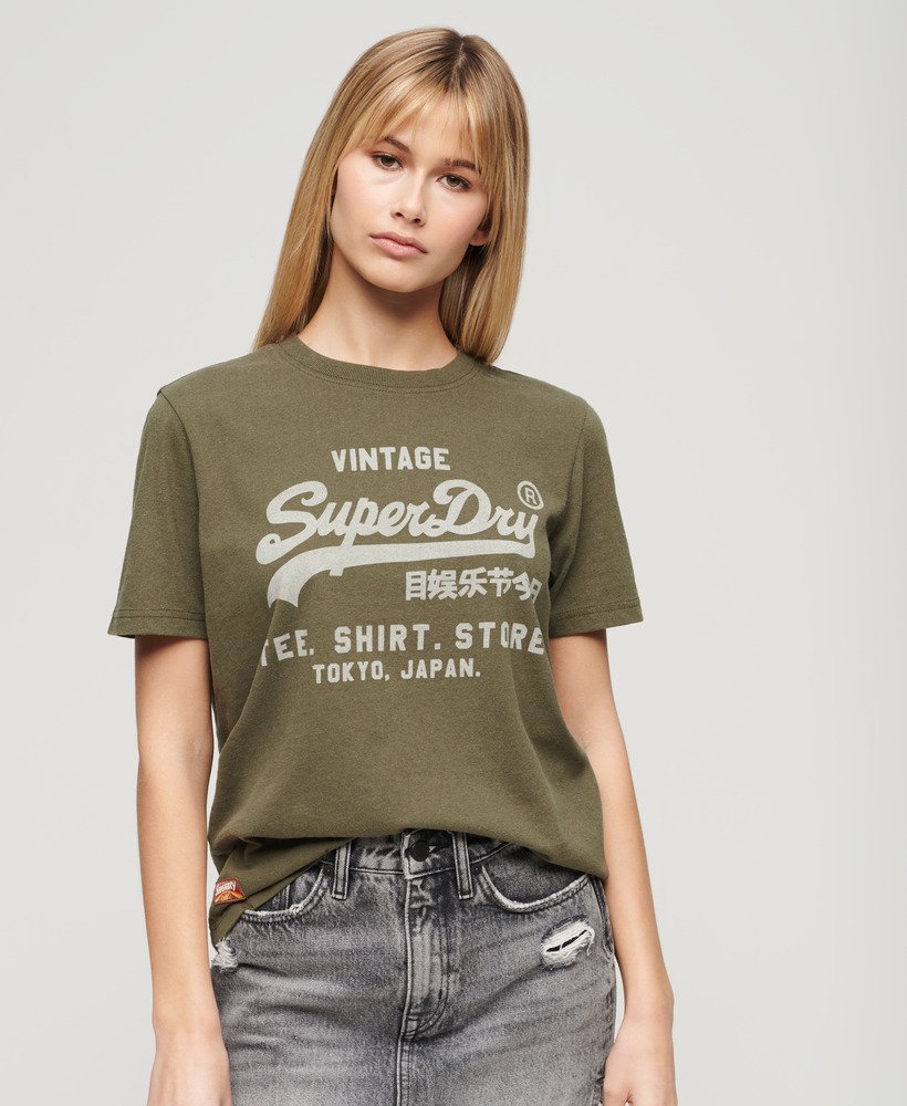 vintage logo heritage relaxed t-shirt in khaki marl