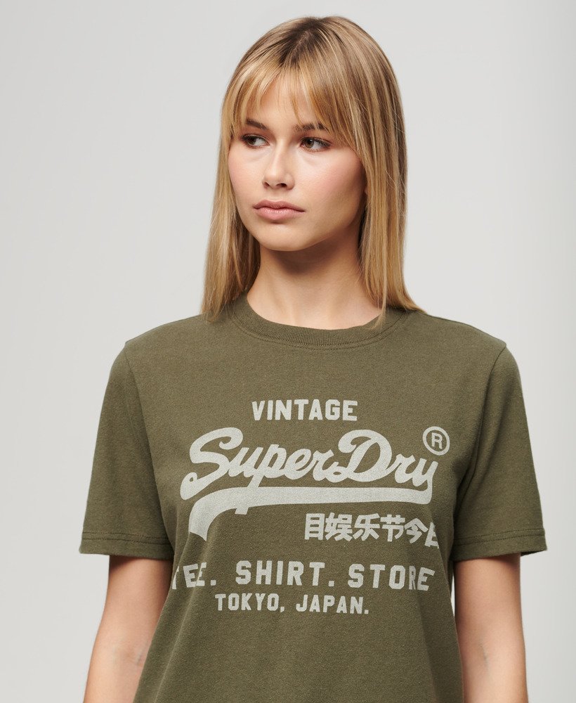 vintage logo heritage relaxed t-shirt in khaki marl