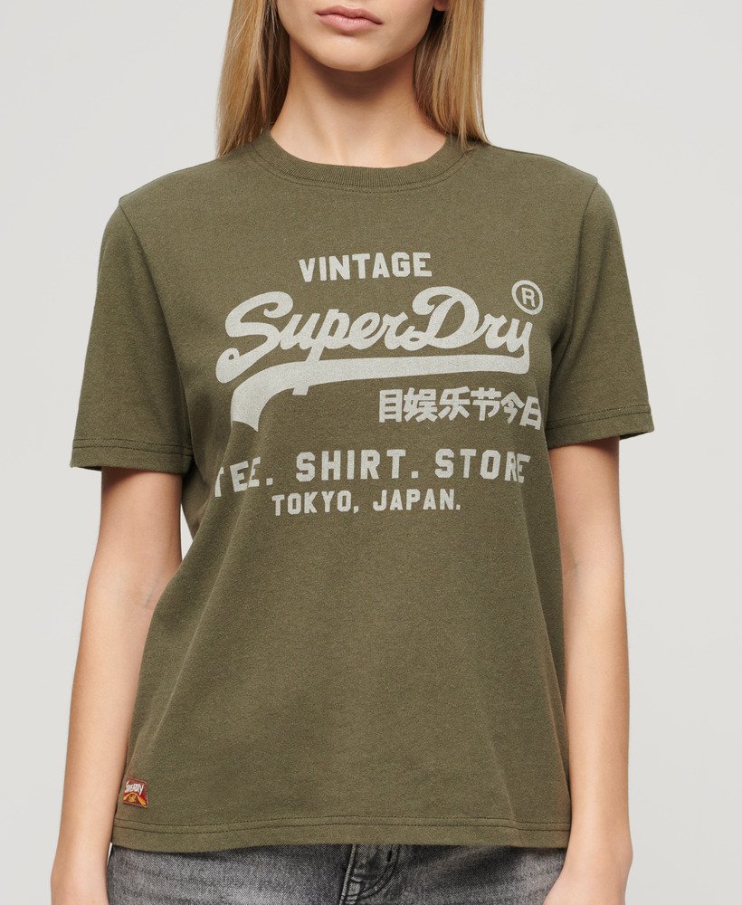 vintage logo heritage relaxed t-shirt in khaki marl