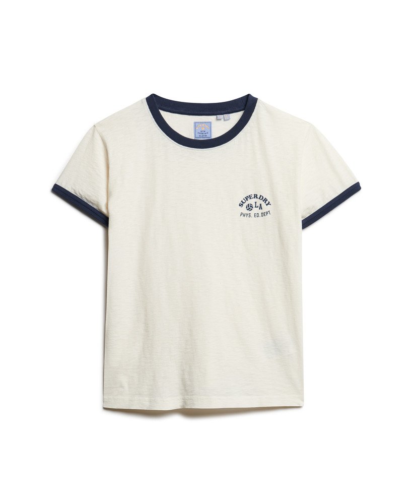 athletic essentials beach graphic ringer t-shirt in off white