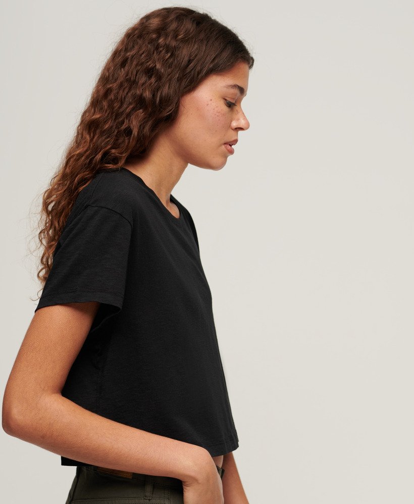 losvallend cropped t-shirt in zwart
