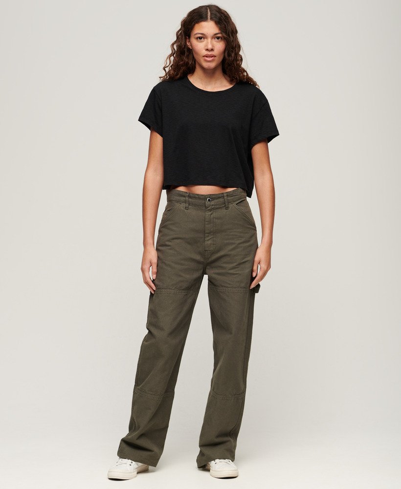 losvallend cropped t-shirt in zwart
