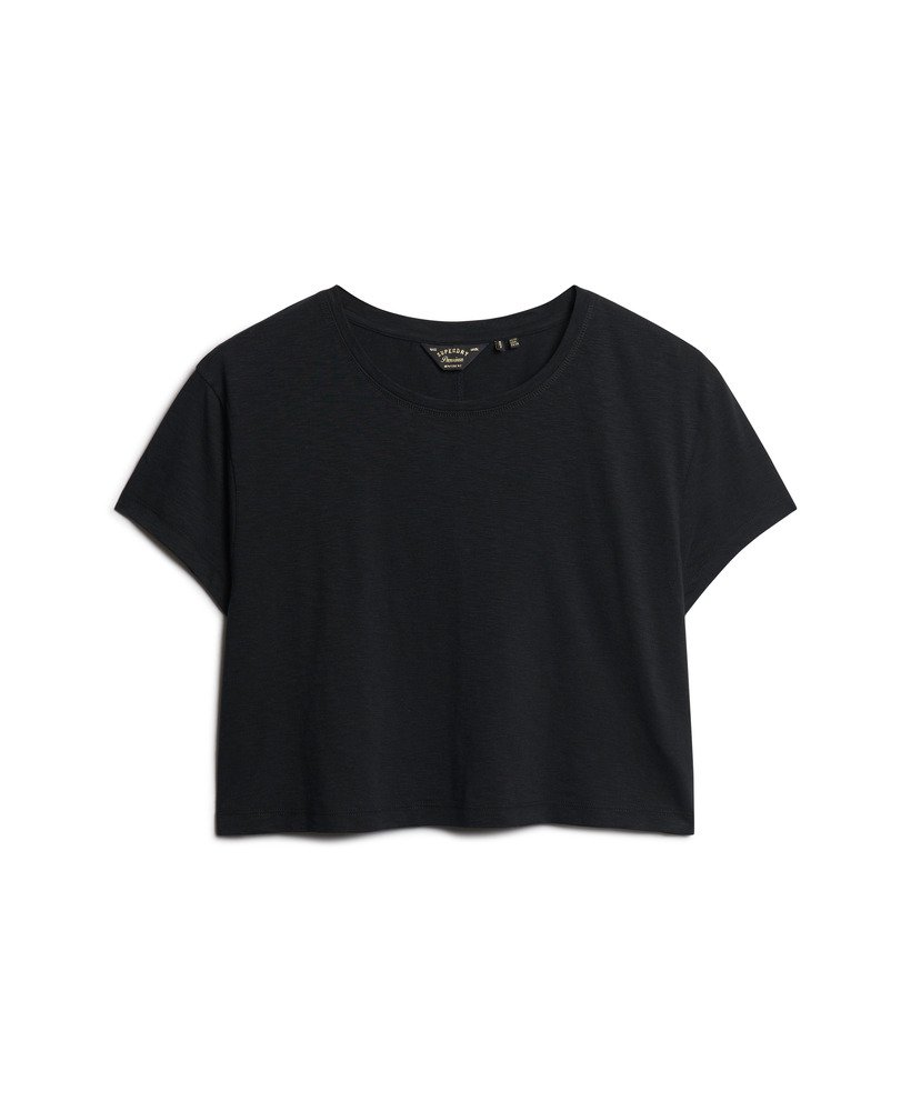 losvallend cropped t-shirt in zwart