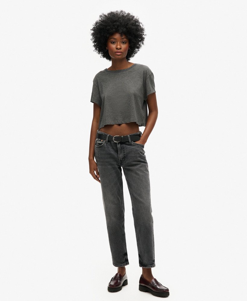 slouchy cropped t-shirt in cosmo grey marl
