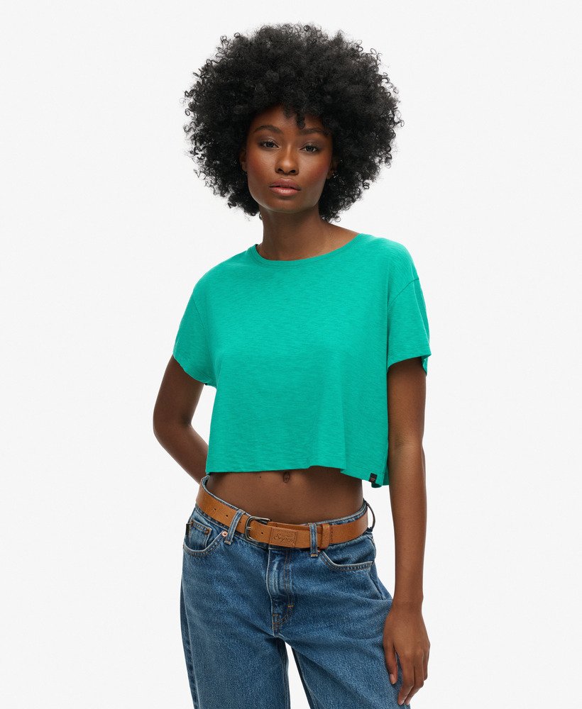 losvallend cropped t-shirt in zomergroen