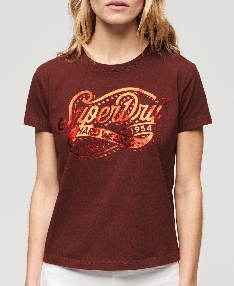 foil workwear getailleerd t-shirt in bitter chocoladebruin